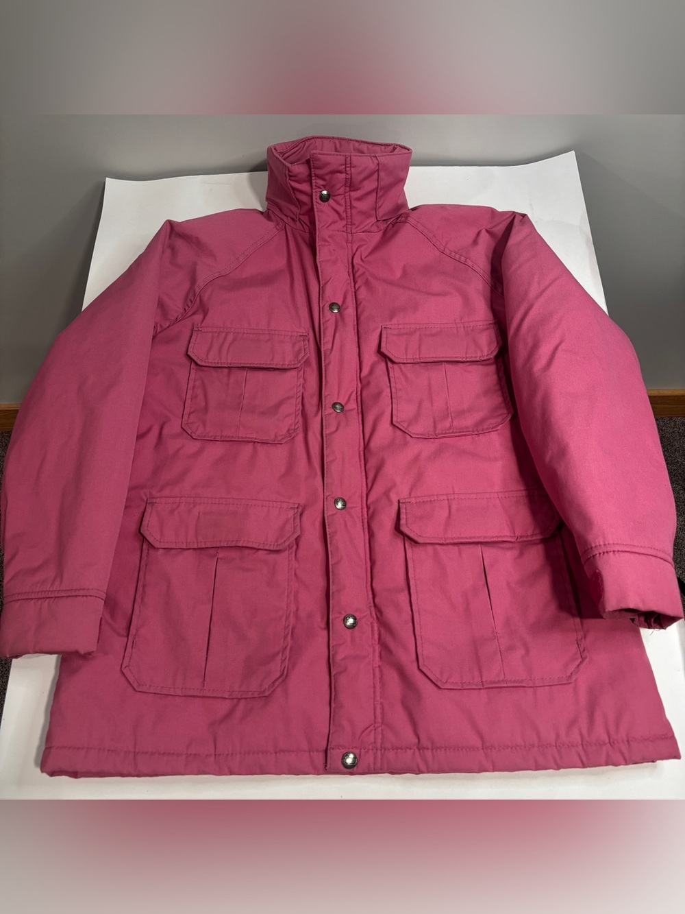 VTG Woolrich Chore Jacket Womens Large Pink Full Zip Snap Coat